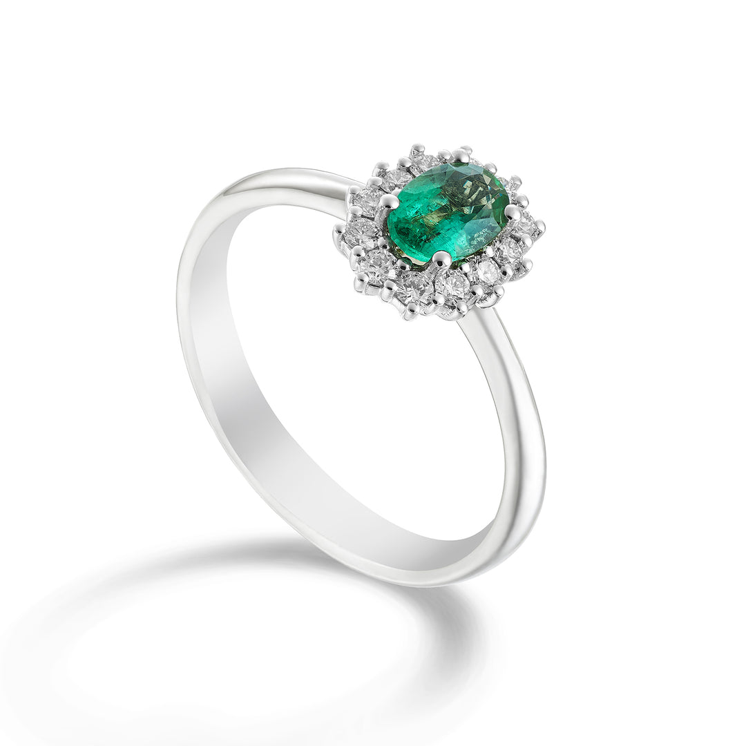 Golay oval emerald ring 5x4 and 12 contour diamonds ACL1101DISM54-23255110138
