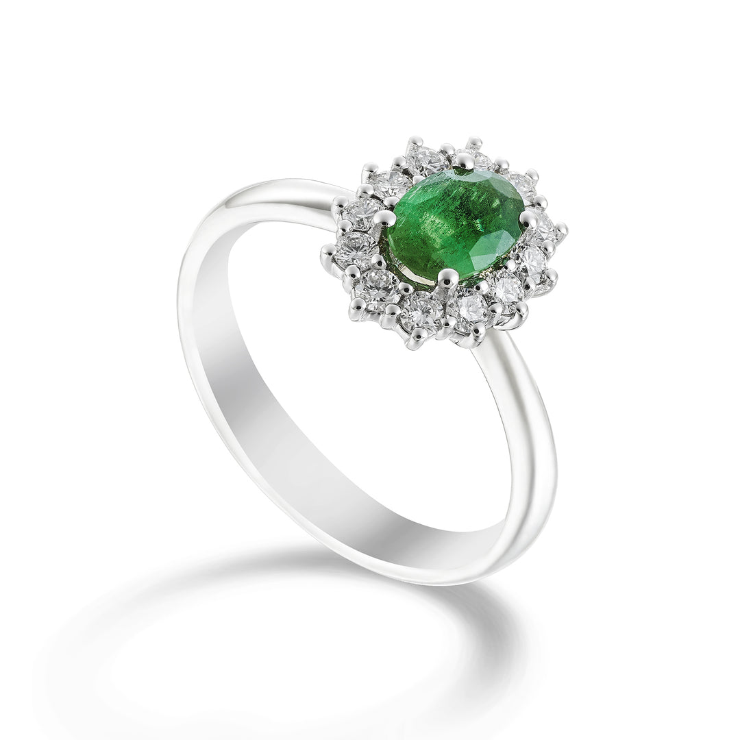 Golay oval emerald ring 7x5 and 12 contour diamonds ACL1103DISM75-23255110142