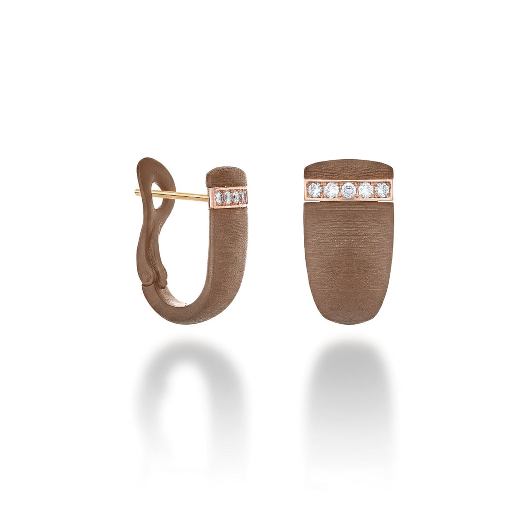 Golay orecchini a clips in titanio marrone e oro rosa 18k. castone incassato con diamanti GOR035O3DIMATX