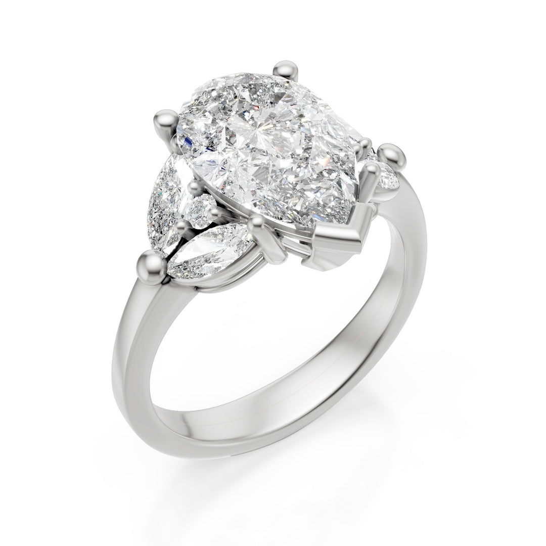 X-Diamond un laboratoire de 18 carats g.d. ct total. 3,54-cents. ct. 3.01 goutte - marquise et ronde lat ct. 0,53 LXDAPU077O4GOBI354