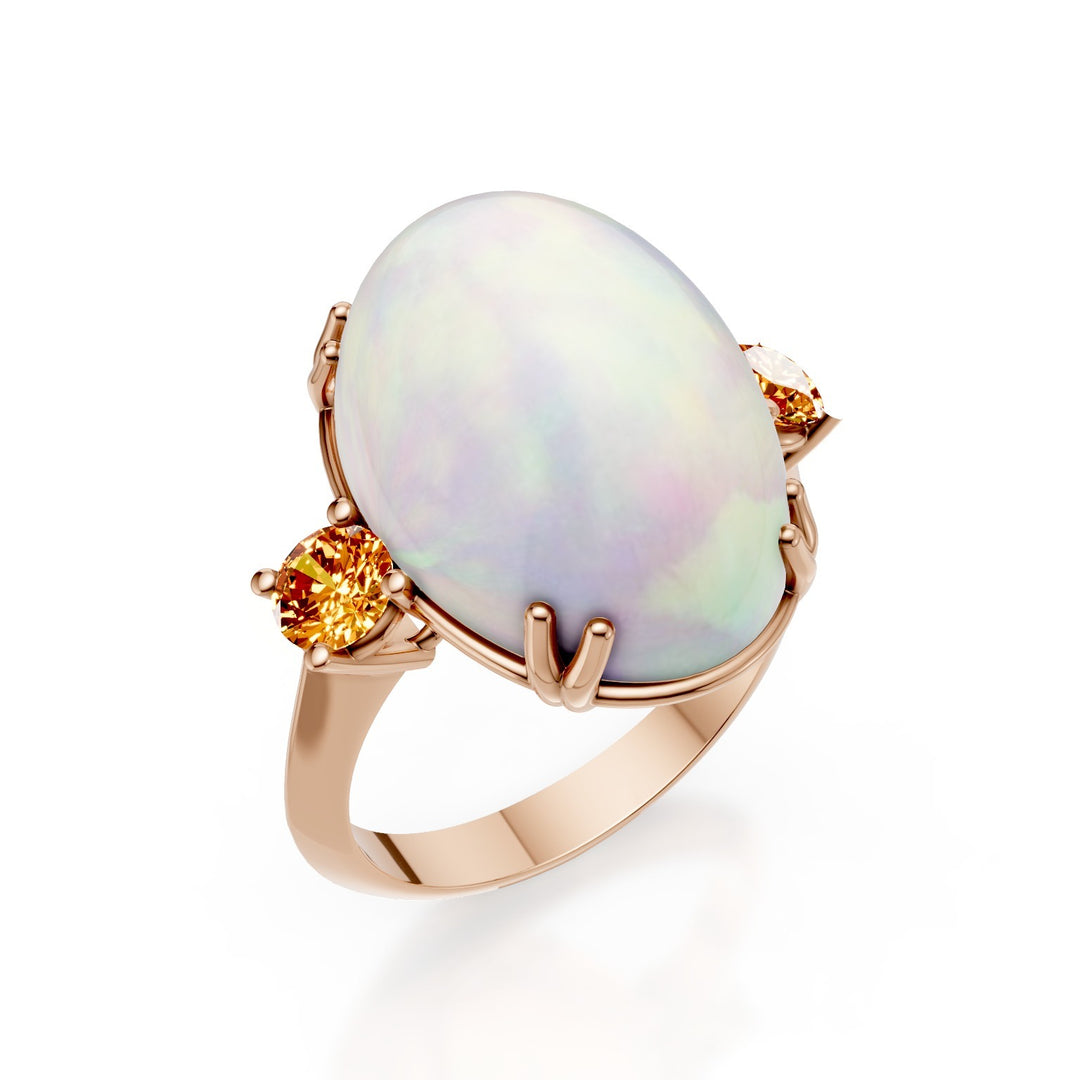 Golay opal ring 18x12 and multicolor round sapphires ACL671MCOP1CR-25097110070