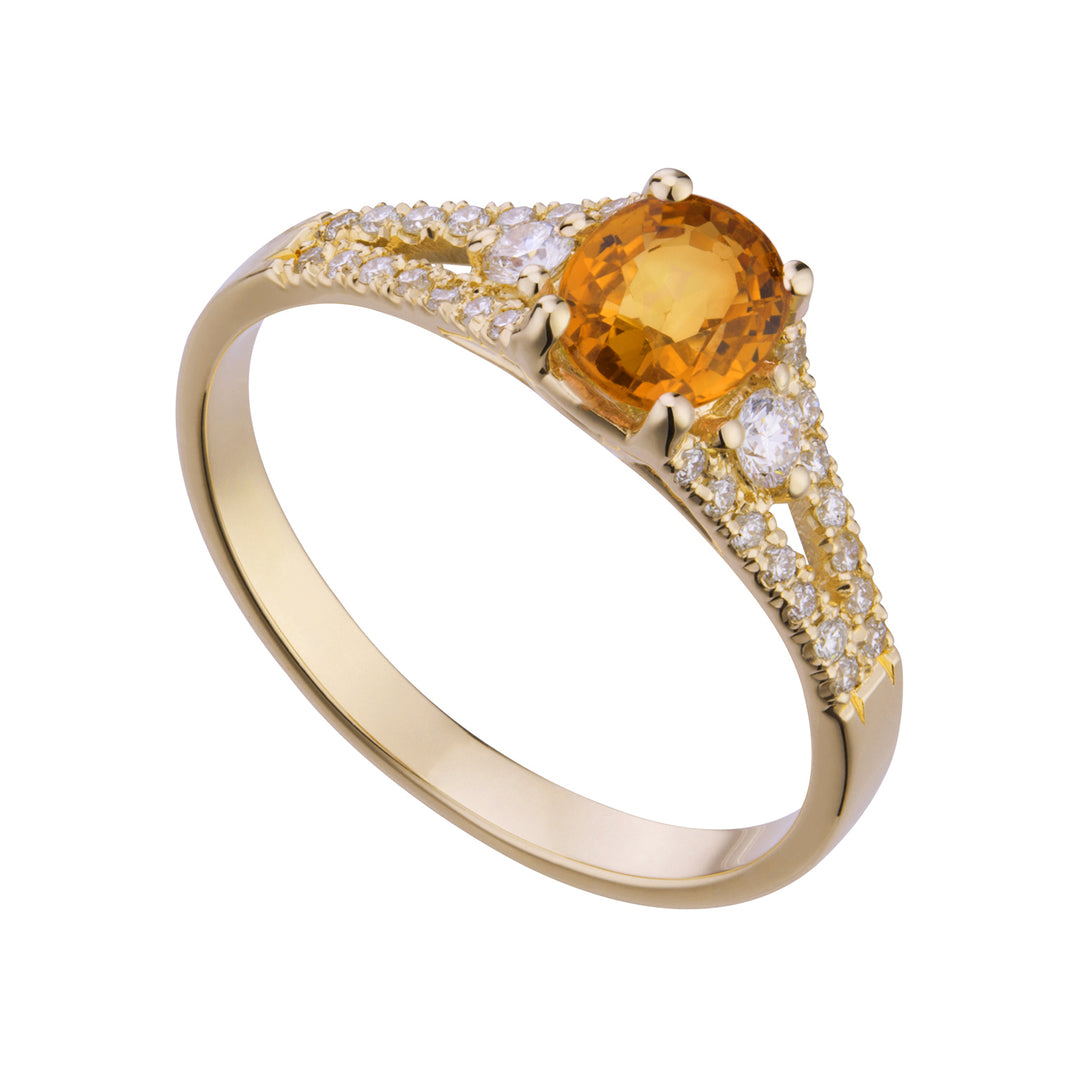 Golay-Ring mit 5x6 ovalem gelbem Saphir und vertiefter Schiene ACL204DIZY-21286110048