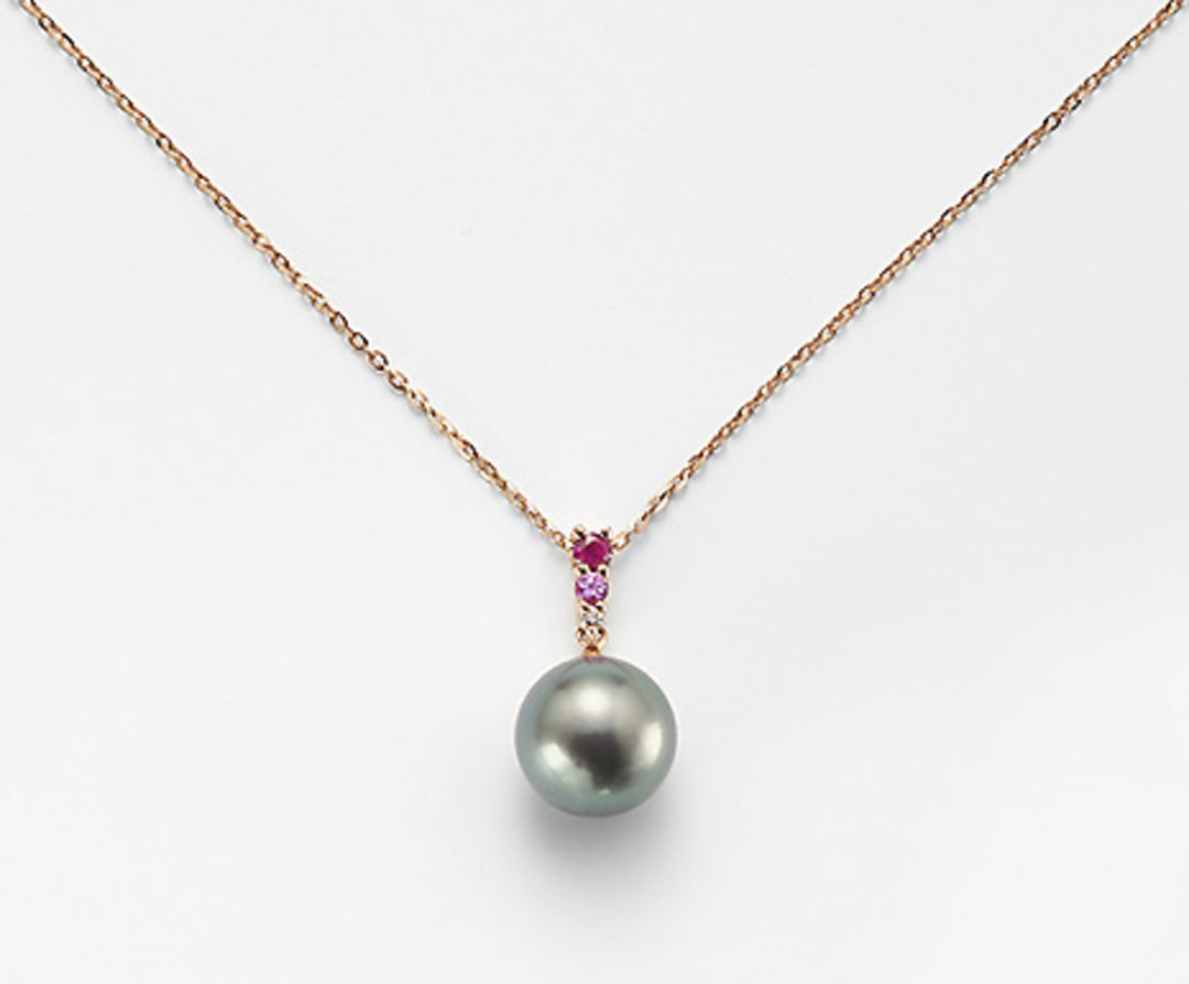Nihama cl 18k sspb 9/10 Diam ct.0,015 rosa Saphir 0,05 ct Rubin 0,09 ct ND0903O3SANE090