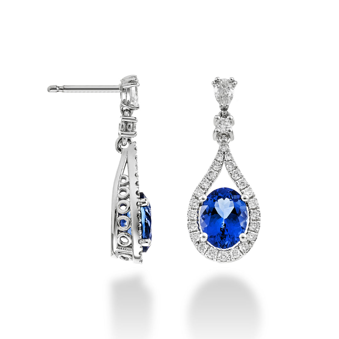 Golay orecchini pendenti goccia tanzanite ov 8x6 e diam OCLC136DTZ68-22308110047