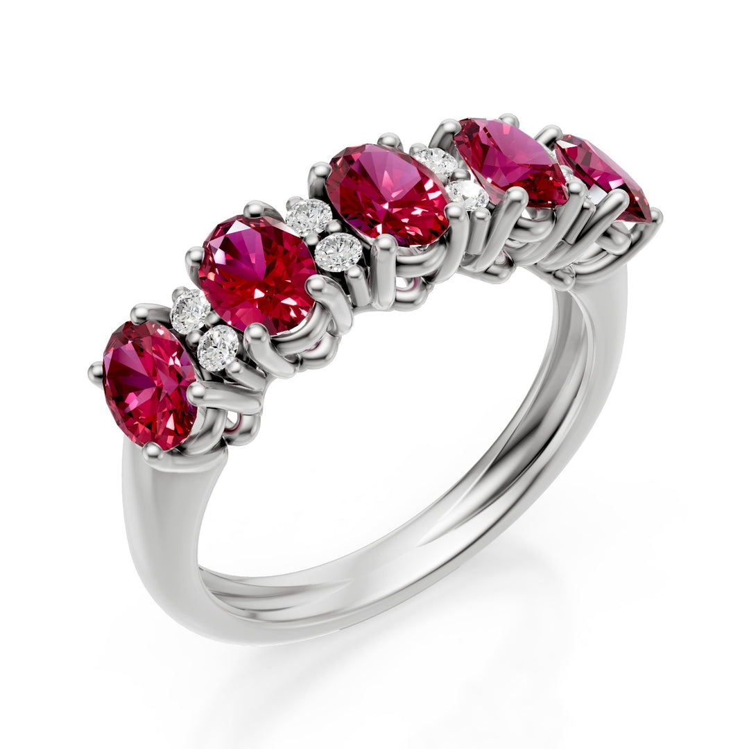 Golay half round ring with 5x3 oval rubies and diamonds AFMG733DIRU53B-26042110156