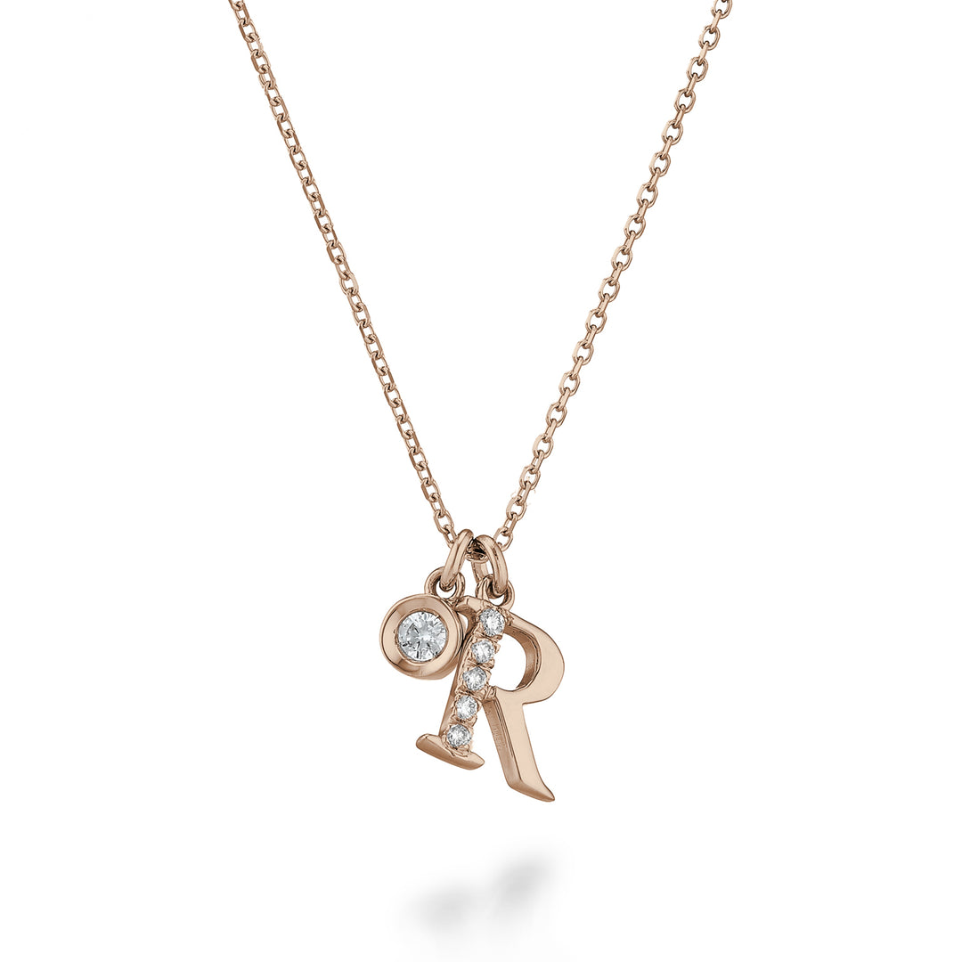 Golay cl 9k lettre r or rose diam. ct.0,06 GPLRDR3