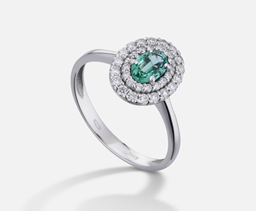 Mikiko ein 18k Smaragd n. Oval 6x4 ct.0,38 Durchmesser ct.0,33 MA5117O4SMN038