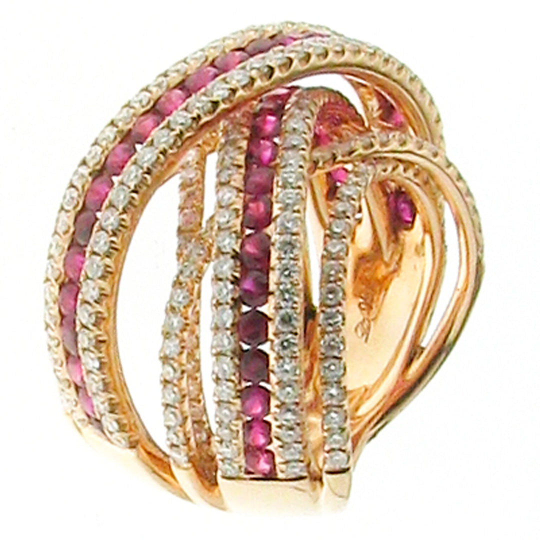 Bague multiple Golay diamants et rubis or rose AEVR59-836-16047110078
