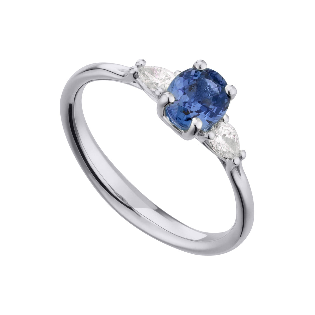 Golay oval blue sapphire ring 6x5 and diamond drop lat ACL202DIZB-21050110055