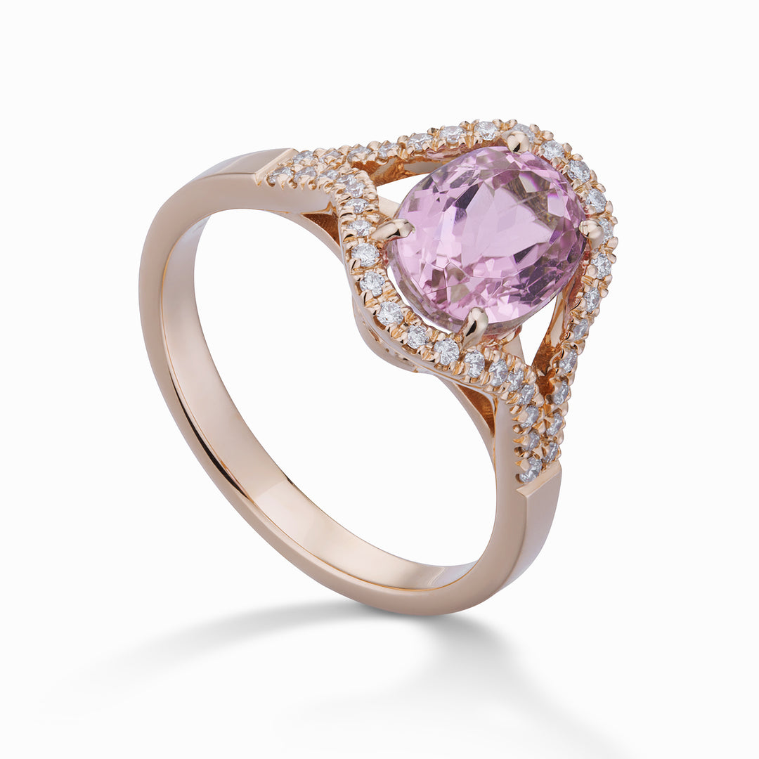 Bague morganite ovale World Diamond Group 10x8 et contour diamant ACLC136DMO810-23193110128