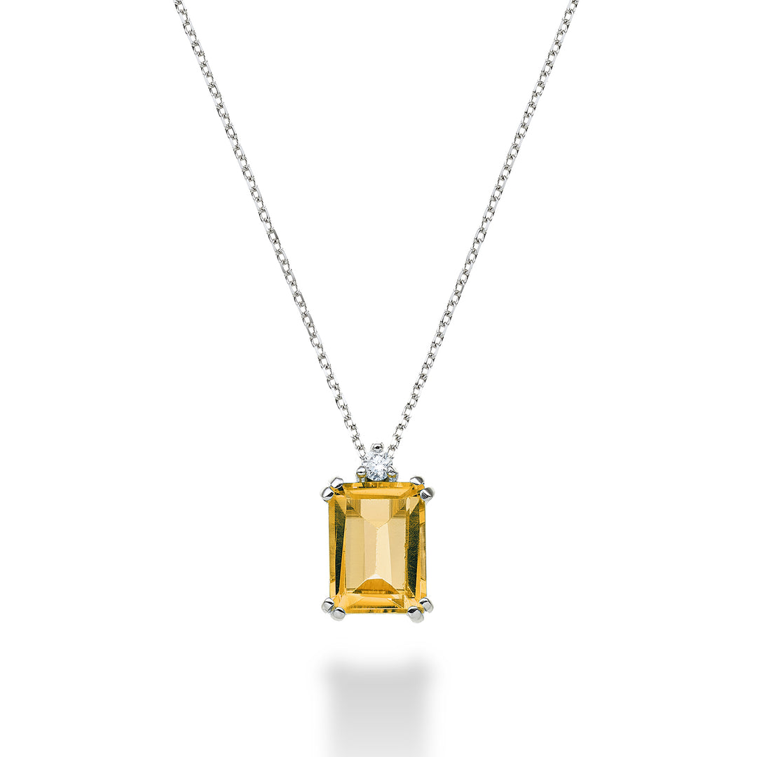 Nihama cl 18k octagonal citrine 8x6 ct.1,30 diam. ct.0,03 NPCL090DICITR3O4