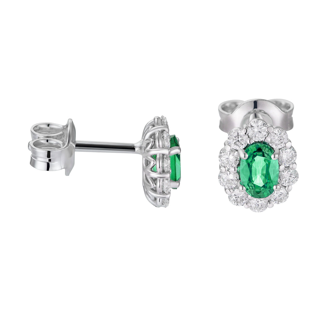 Golay 4x3 ovale Smaragdohrringe und Diamanten OCL040DISM-26085110080