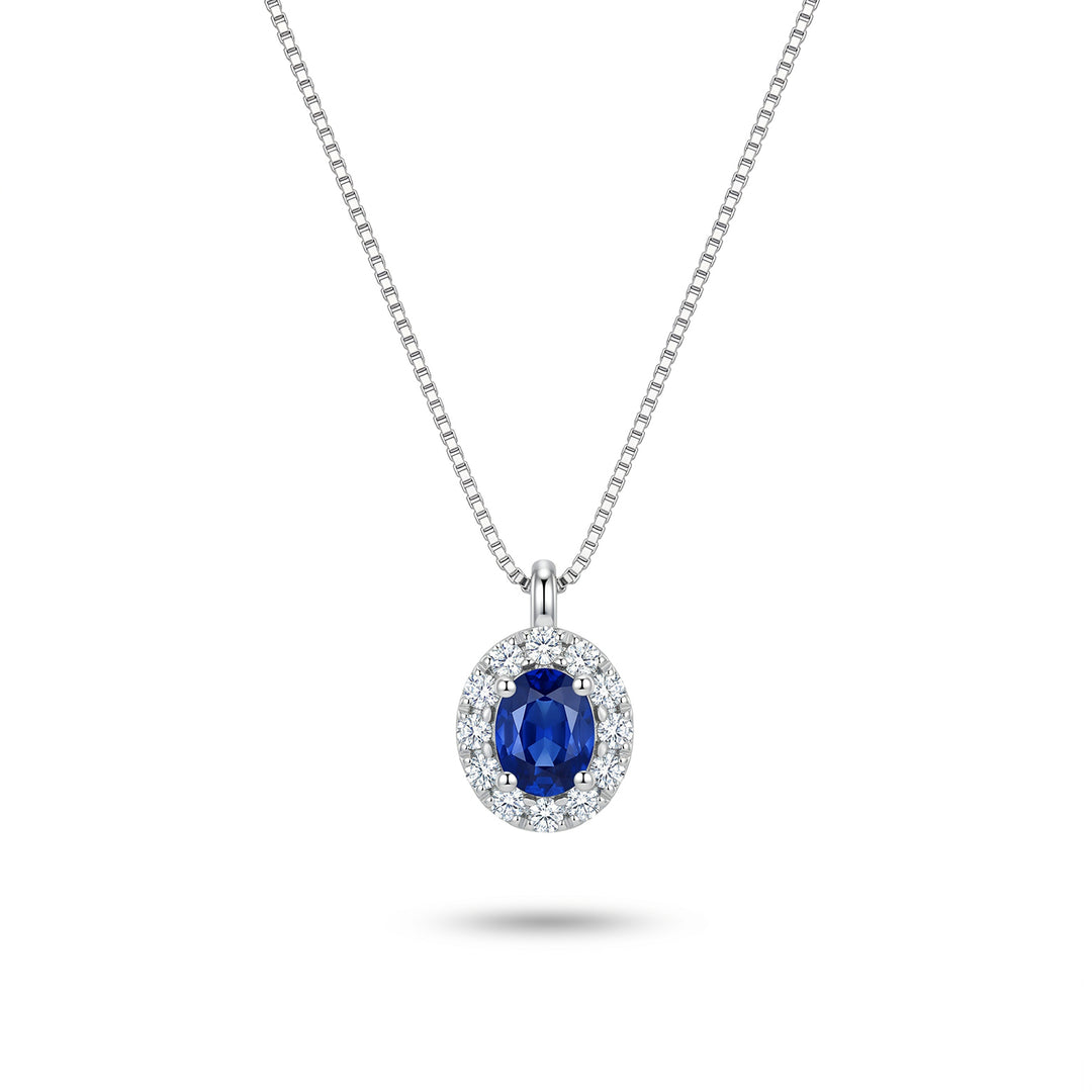 Saphir ovale Nihama cl 18 carats 4x3 avec entourage de diamants ND5201O4ZFN