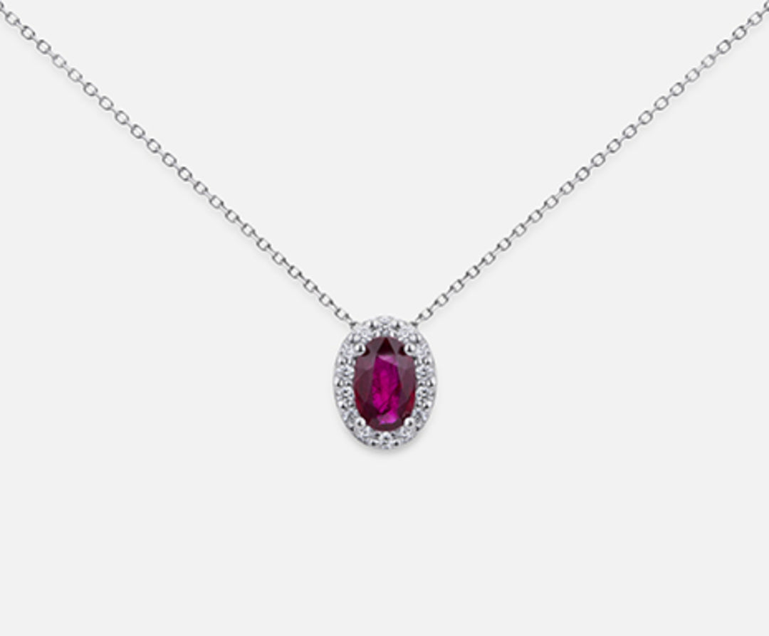 Mikiko cl 18k ruby ​​n. oval 6x4 ct.0.46 dia ct.0.09 MD5059O4RBN046