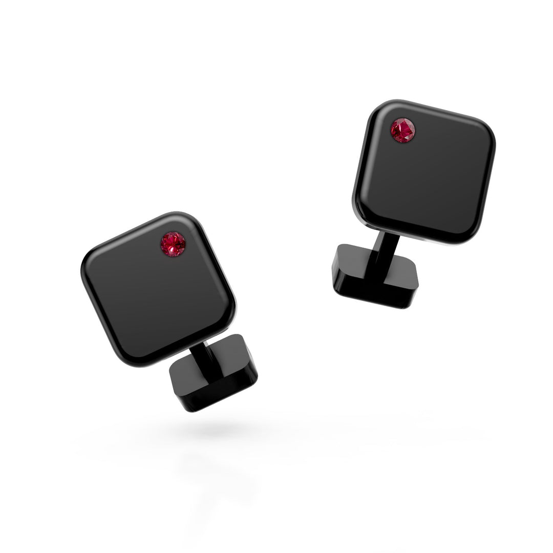 World Diamond Group Black Titanium Ruby Socket Cufflinks GGEM001RUNE