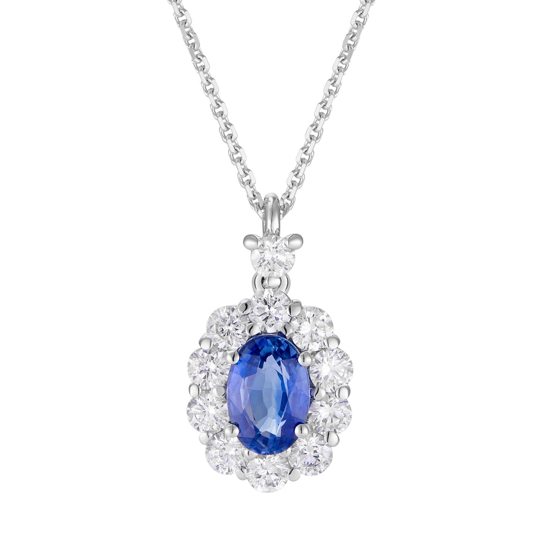 Golay-Halskette 6x4 ovaler Saphir- und Diamantkontur PCL042DIZB1-25317110127