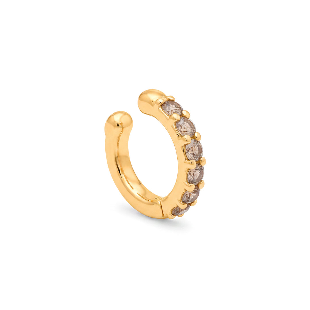 Mikiko or ear cuff a molla 9kt con sei diamanti brown, in oro giallo MXDOEC780R1BW028