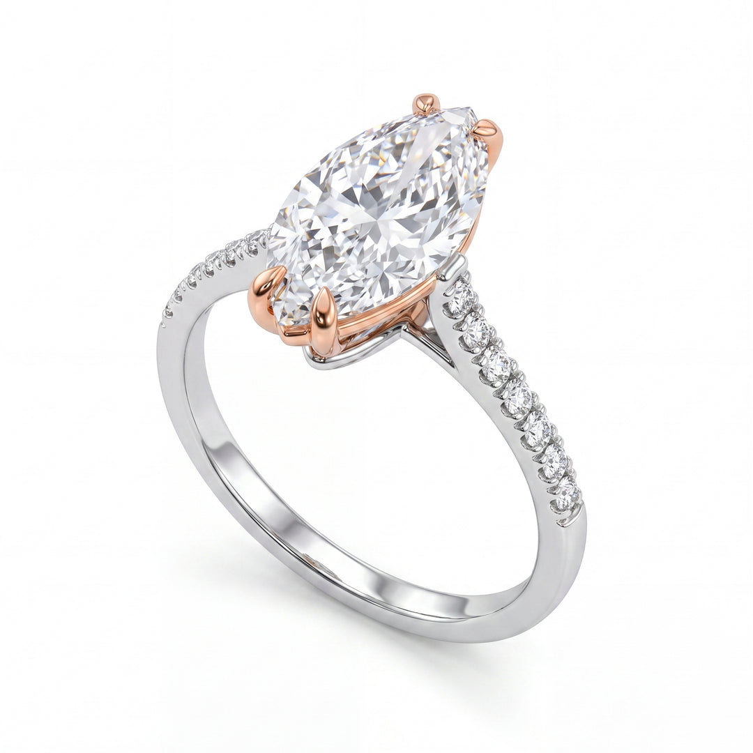 X-Diamond un laboratoire de 18 carats g.d. ct total. 3,16-cents. ct. 3.02 marquise - tige encastrée 0.14ct XXDAPU118O7MABI316