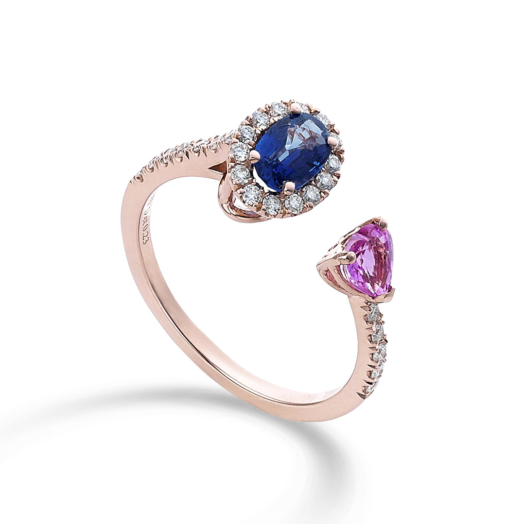 Bague Golay contraire zaff ov 6x4 et zaff coeur rose 4x4 ACLC305DZBZP-22244110036