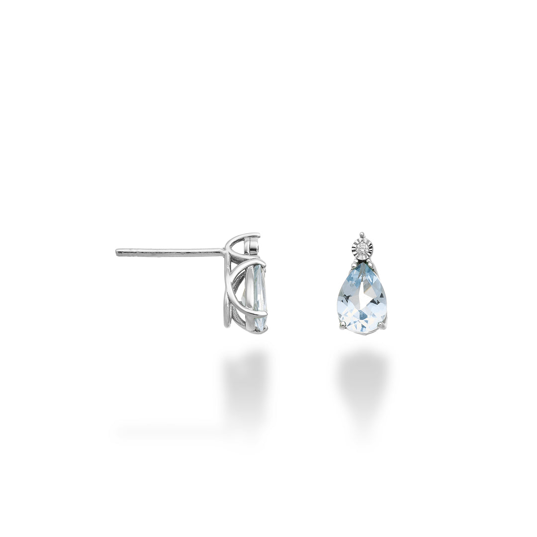 Nihama or 18k aquamarine drop 7x5 with diamond NO5177O4AM