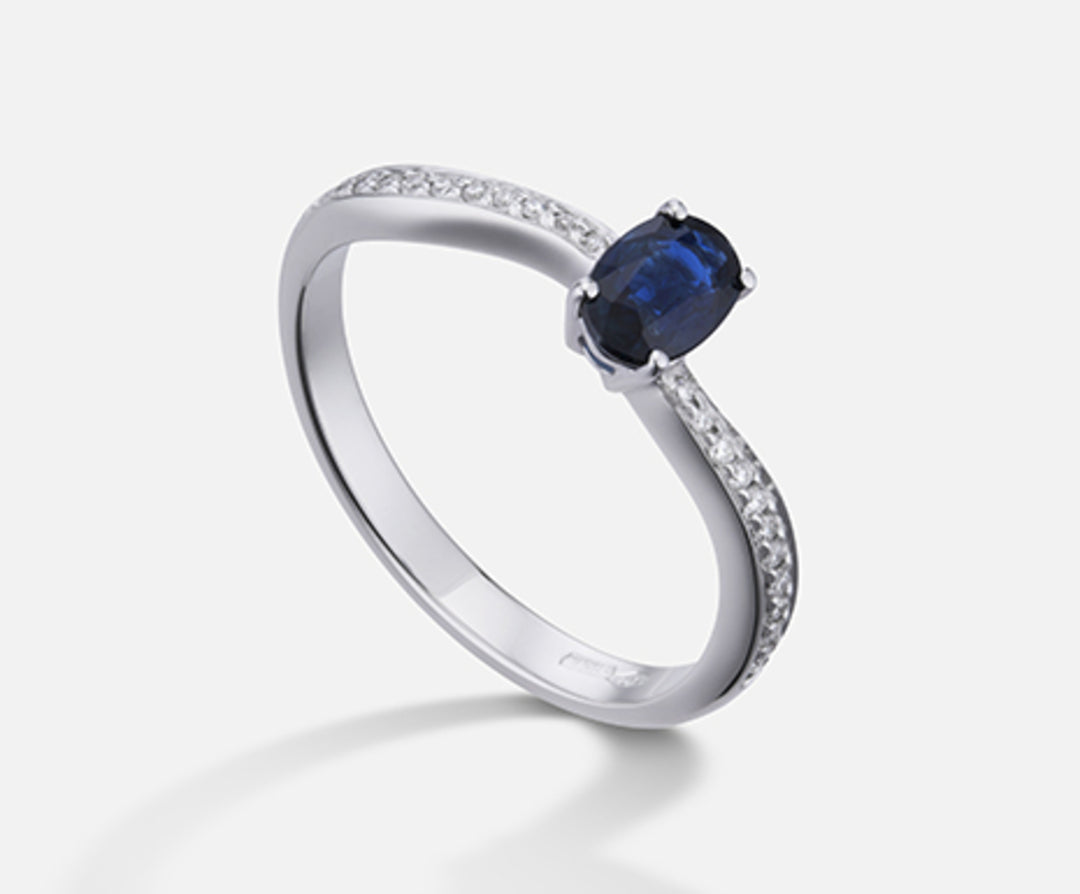 Nihama an 18k oval sapphire 6x4 ct.0.40 diam. 0.10 ct NA5108O4ZFD