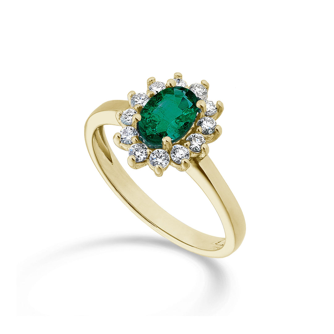 Nihama, ein 18 Karat ovaler Smaragd, 7x5 Gelbgold, 0,60 ct Durchm. 0,30 ct NA5094O1BE