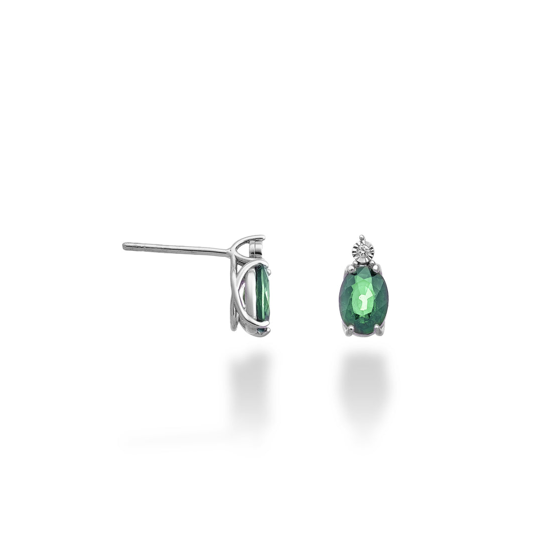 Mikiko ou émeraude 9k n. Ovale 7x5 avec diamant MO5176R4SMN140