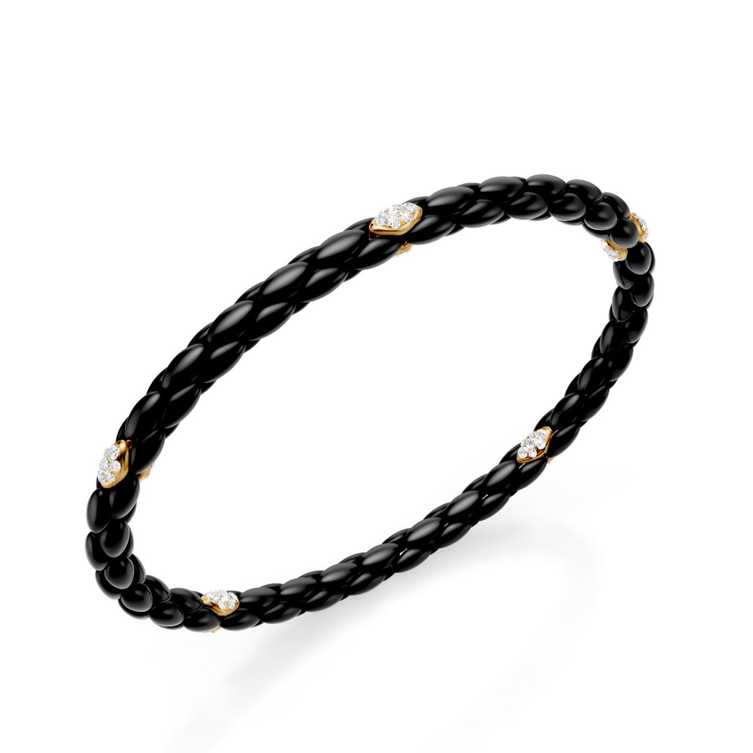 Golay black titanium bracelet, with 5 18kt yellow gold pavet inserts, herringbone link, 18.5cm GBR032E5O1DINE-185