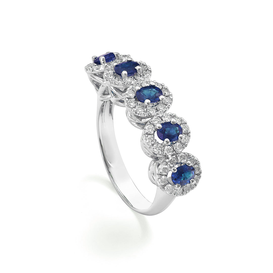 Golay-Ring mit 5 4x3 ovalen Saphiren und Konturdiamanten ACL5122DIZB34-25023110045