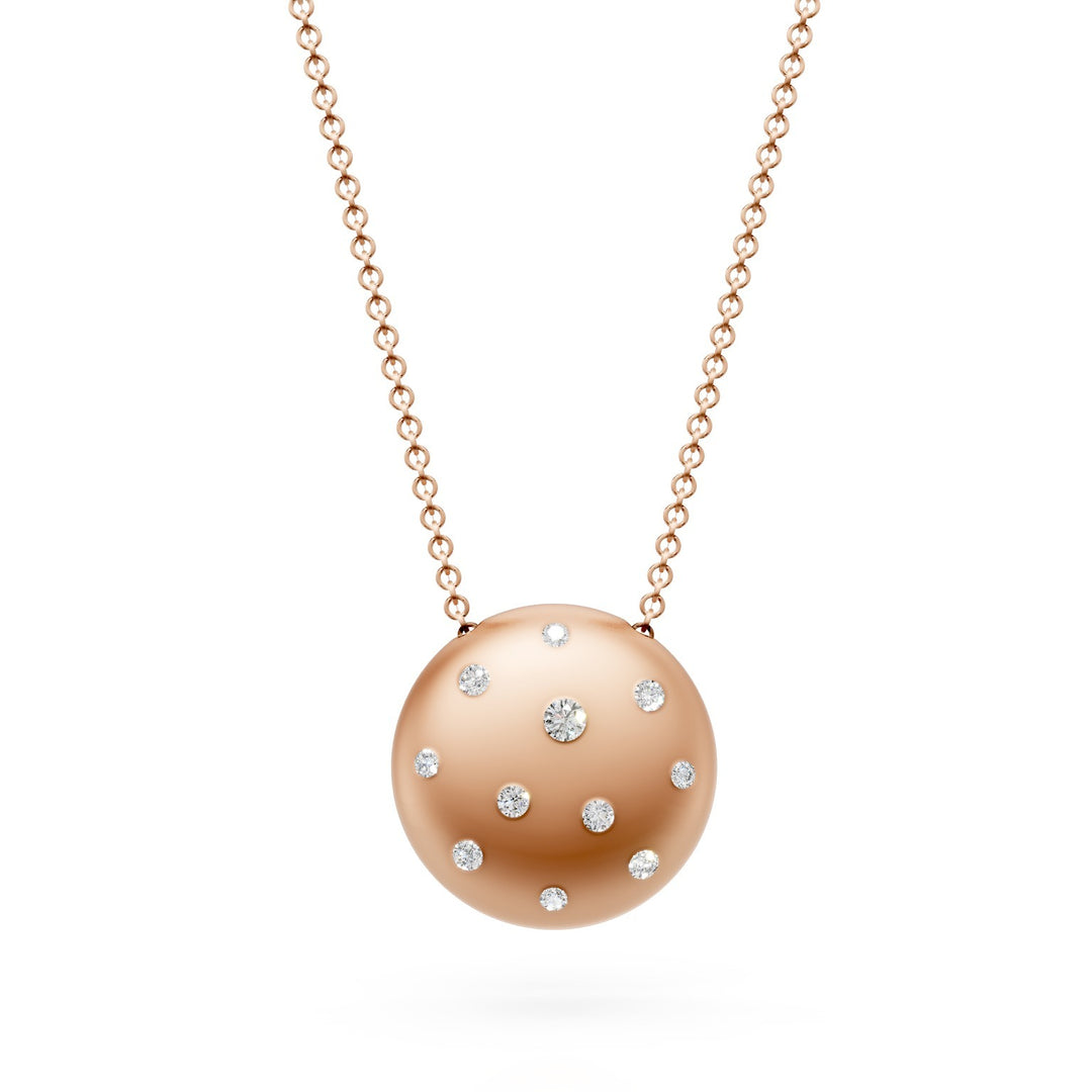Golay 18-Karat-Gold-Halskette mit rundem Anhänger und verstreuten Diamanten, satiniertes Rosa GD011O3DI