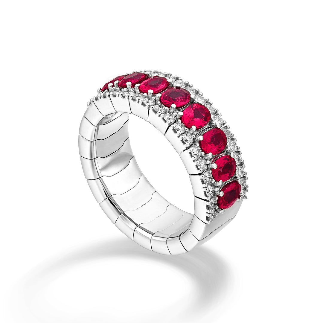 Golay anello riviera elastica 8 rubini ovali 4x3 e diam ARE447DRU438-24276110050