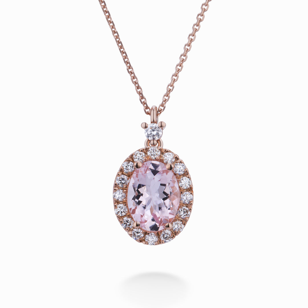 World Diamond Group ovale Morganit-Halskette 10x8 und Diamantkontur PCL070DIMO6-22241110002