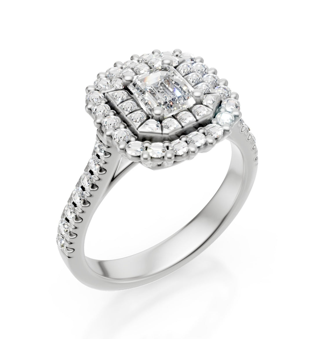 Golay ring diam. cushion 6x5 double white outline ACLC737D65B-25272110168