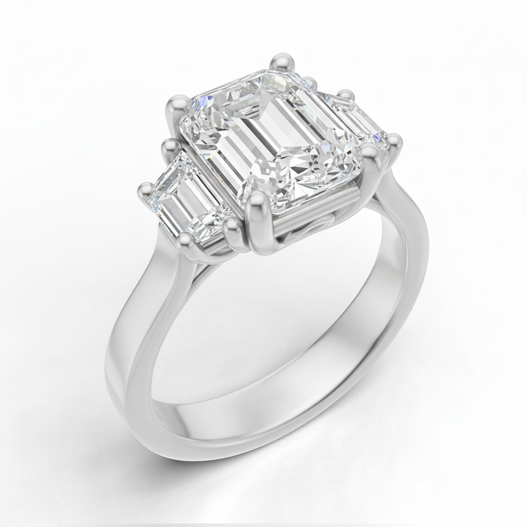 World Diamond Group solitaire ring. diam. emerald ct. 4.00 trapezoid later APU996DI-25317110113