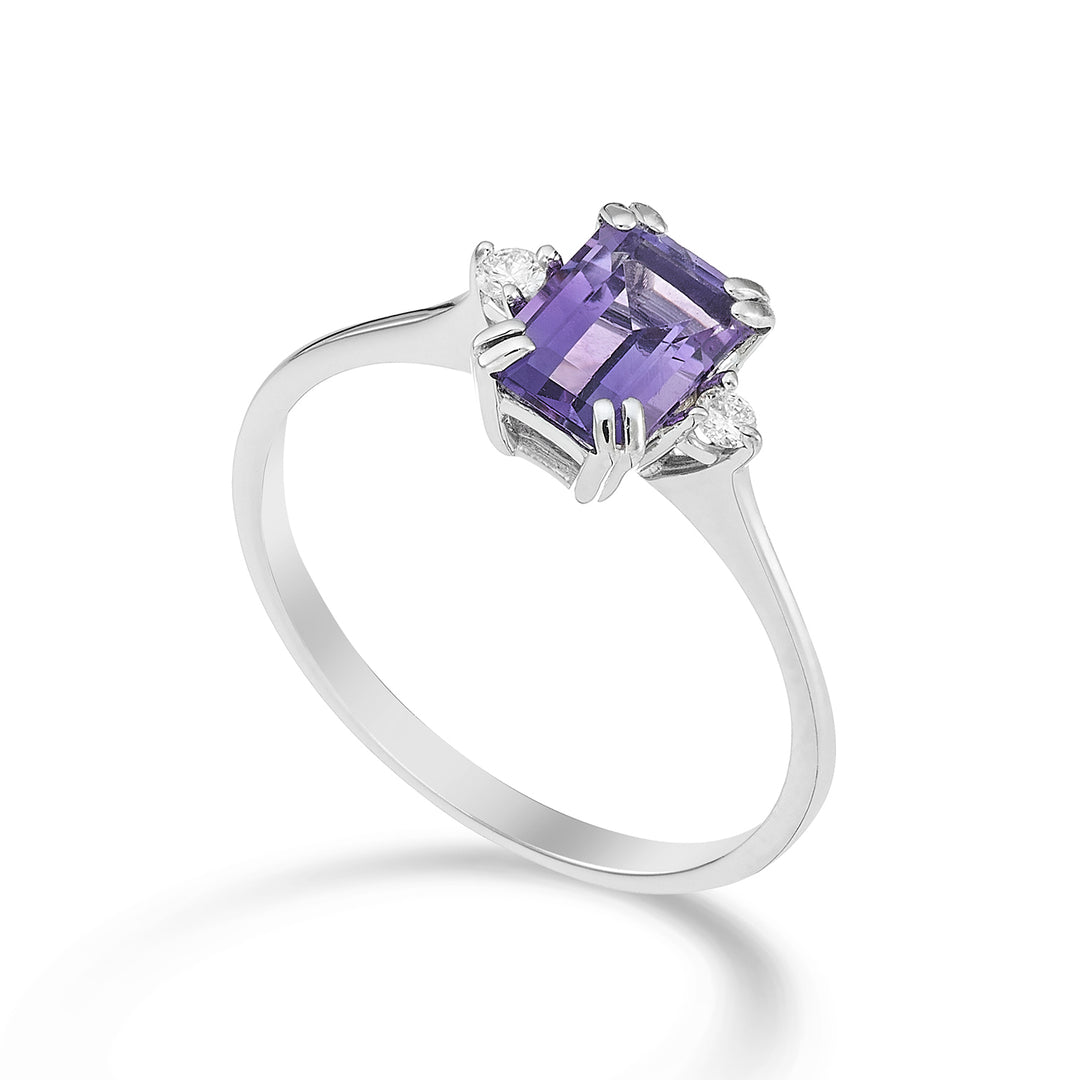 Nihama an 18k octagonal amethyst 7x5 ct.0,90 diam. ct.0.05 NACL090DIAMET2O4