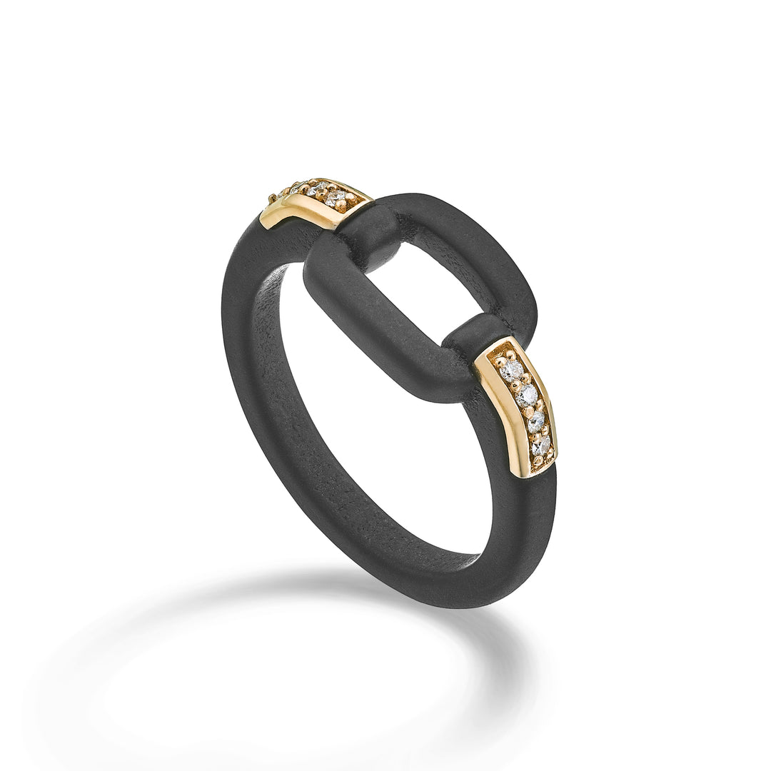 Bague Golay en titane avec éléments en or rose 18 carats sertis de diamants GAN030O3DINE-13