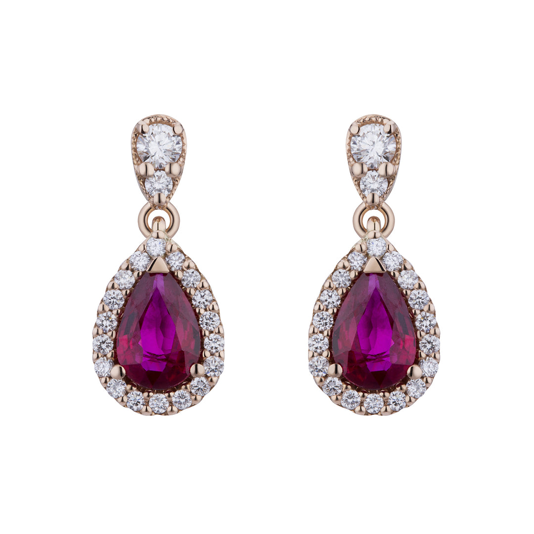 Golay orecchino rubino goccia 6x4 e diamanti ORB300RU-22125110028