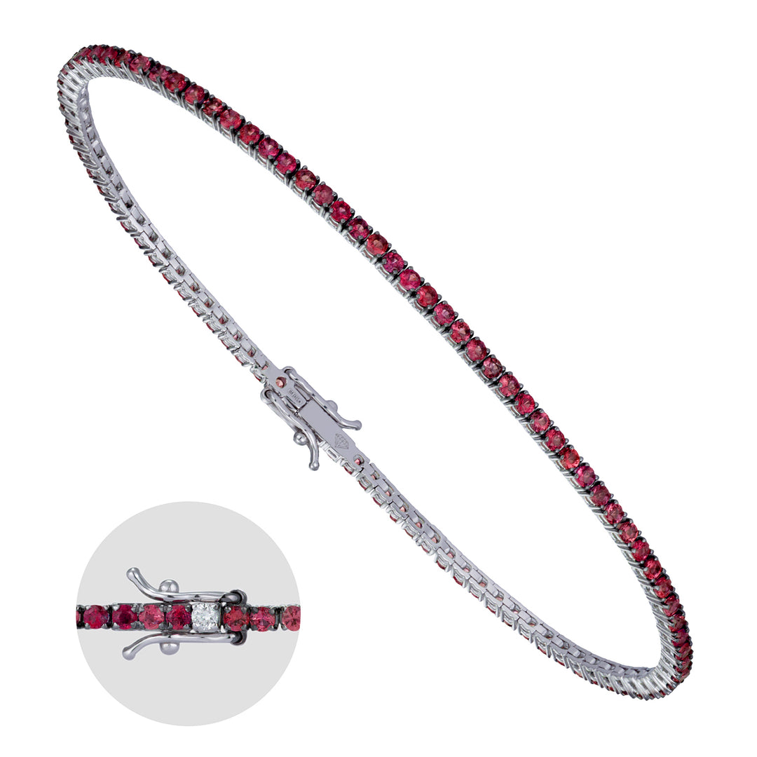 World Diamond Group bracciale tennis castone filo con rubini e 1 spot BTF001RUDI2A-23233110011