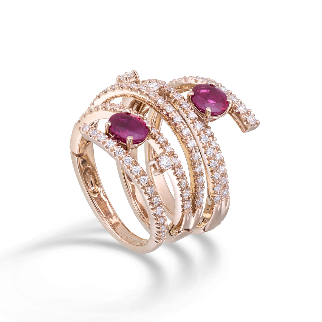 Bague Golay à six rangs avec articulations et rubis ovales AFS706DRU65-25255110203