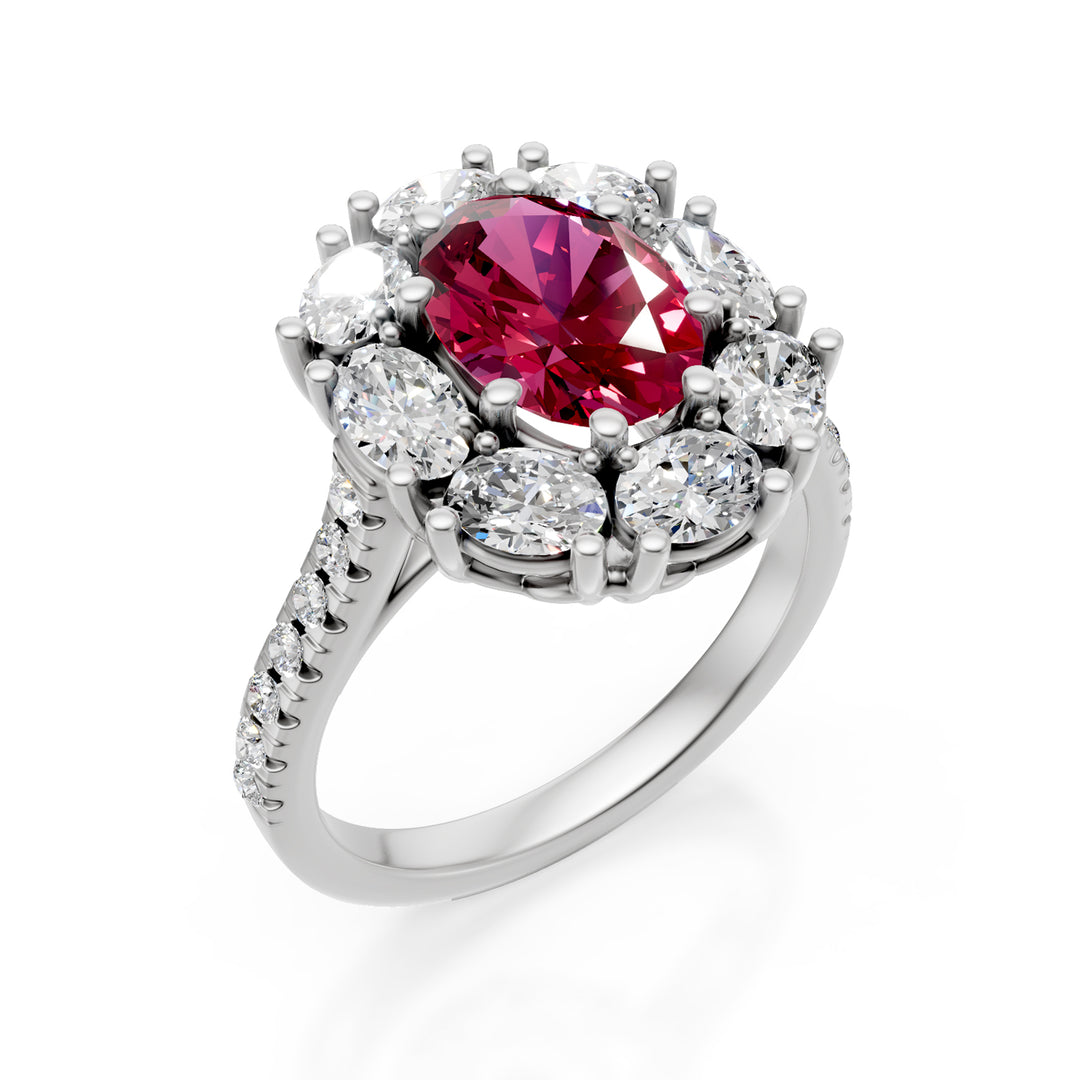 Bague rubis ovale Golay 9x6 et contour diamant ovale APU509DRU-24338110033