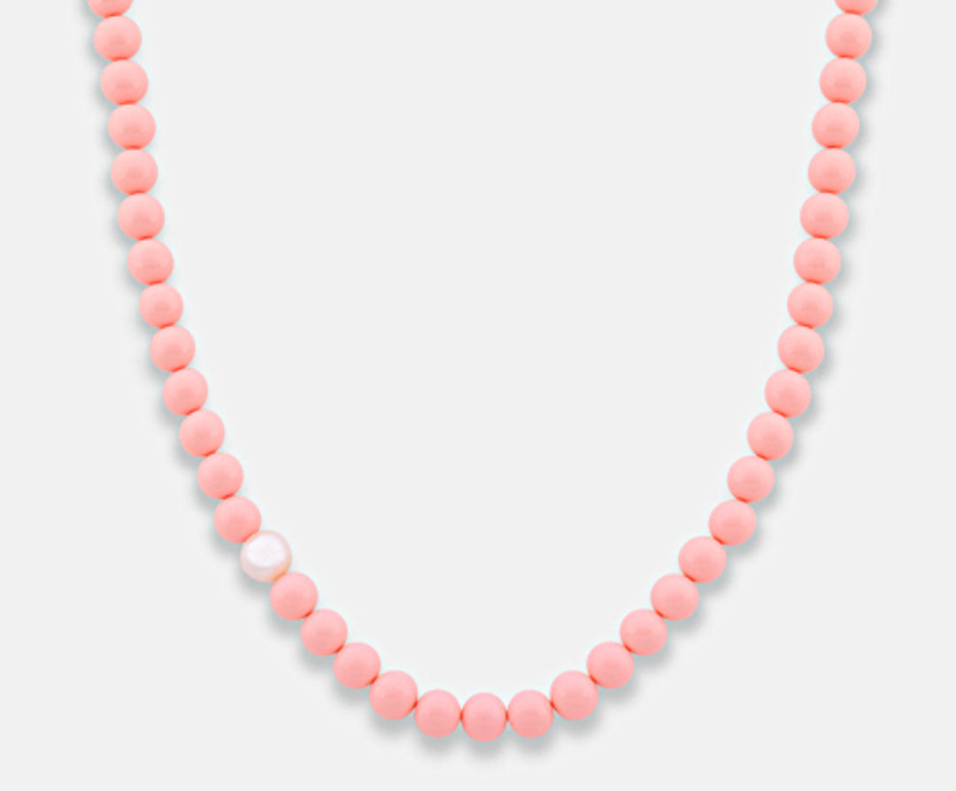 Mikiko cl ag925 fw 9/10 aggloméré de corail rose 8mm 50 cm MC7092A4CORALLO