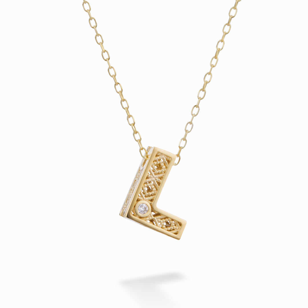 Nihama cl 18k letter l yellow gold diam. ct.0,01 NDLETLO1