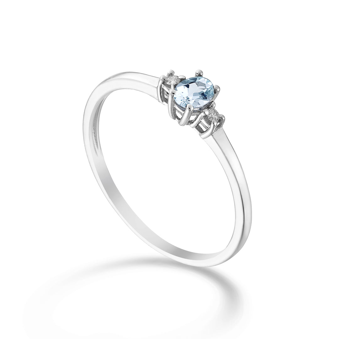 Mikiko an 9k acquamarina ovale 4x3 ct.0,14 diam. ct.0,02 MA5190R4AM