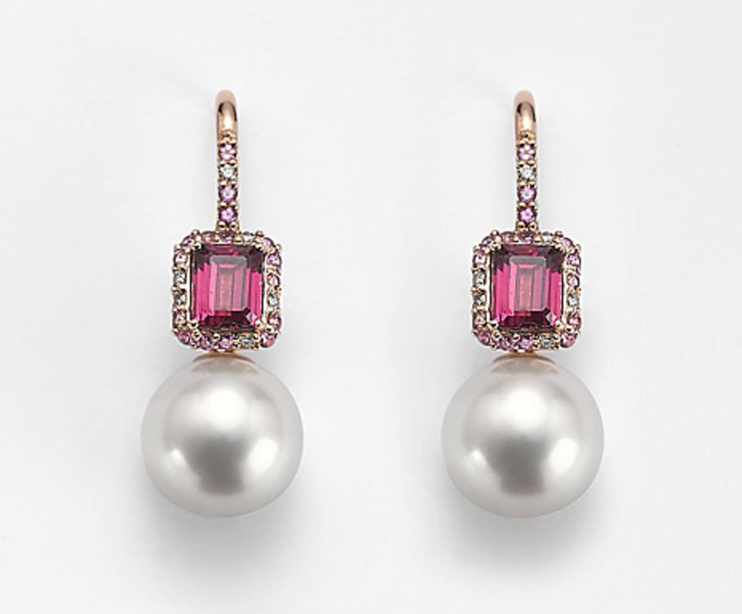 Mikiko oder 18 Karat SSPW 11/12 ct.0,12 Diam braun, rosa Turmalin und Rhodolith MO1429O3SABI110