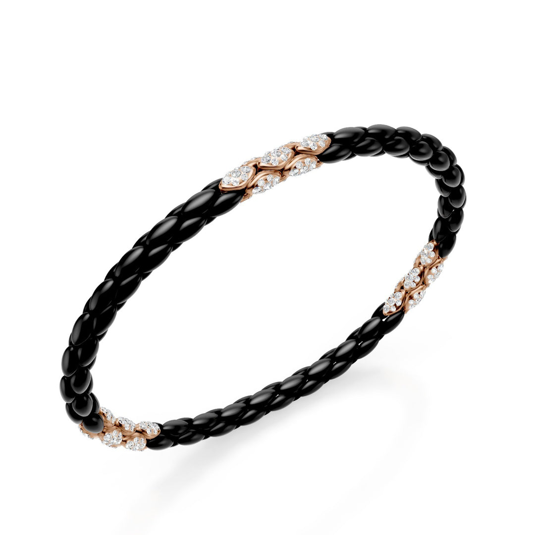 Golay black titanium bracelet, with 15 18kt rose gold pavet inserts, herringbone link, 17.5cm GBR032E15O3DINE-175