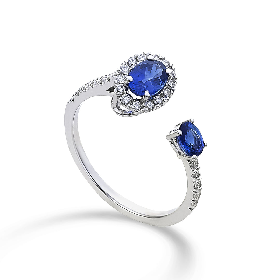 Golay ring with oval sapphires 6x4 and 4x3 ACLC301DIZB1-22244110040