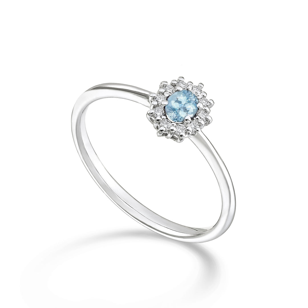 Nihama an 9k acquamarina ovale 4x3 ct.0,14 diam. ct.0,08 NA5166R4AM