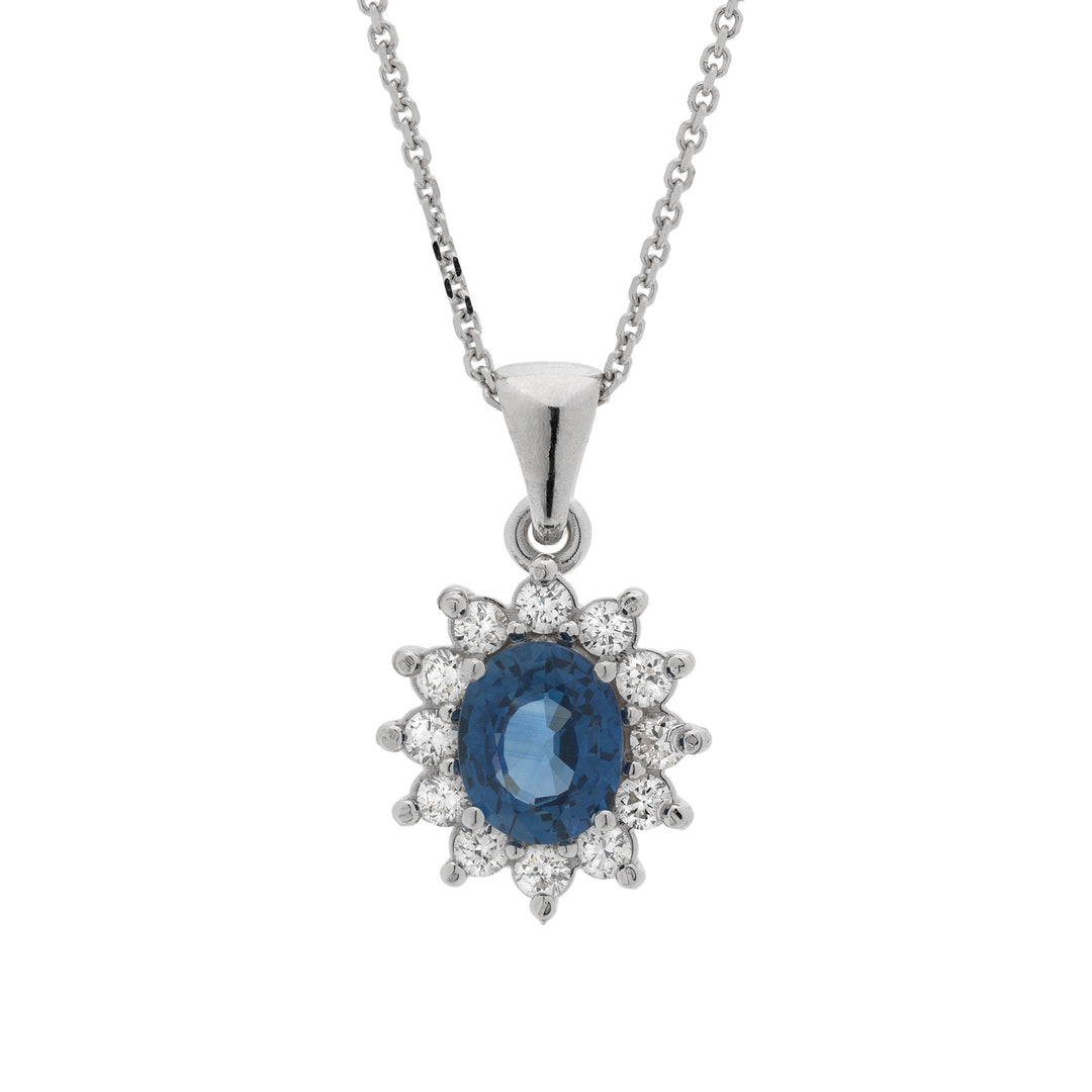 Collier Golay avec pendentif saphir ovale 7x5 et diamants PCL018WDIZB-17240110043