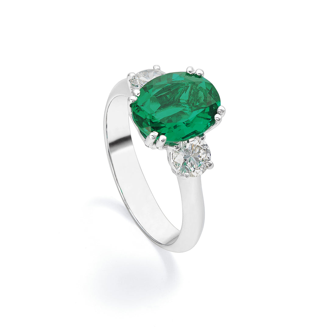 X-Diamond ring xd gold 750 with lgd round 0.30x2 and emerald