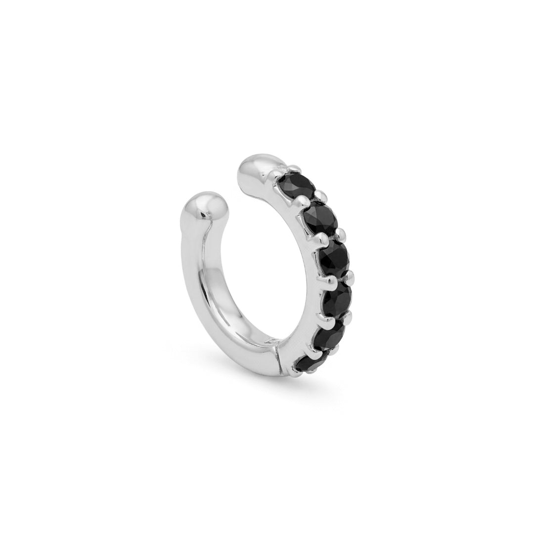 Mikiko or ear cuff a molla 9kt con sei diamanti black, in oro bianco MXDOEC780R4BK030